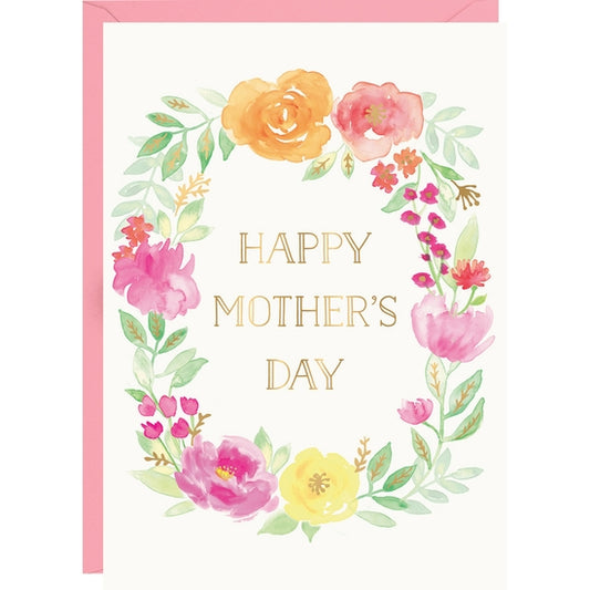 Happy Mother's Day Watercolor Wreath