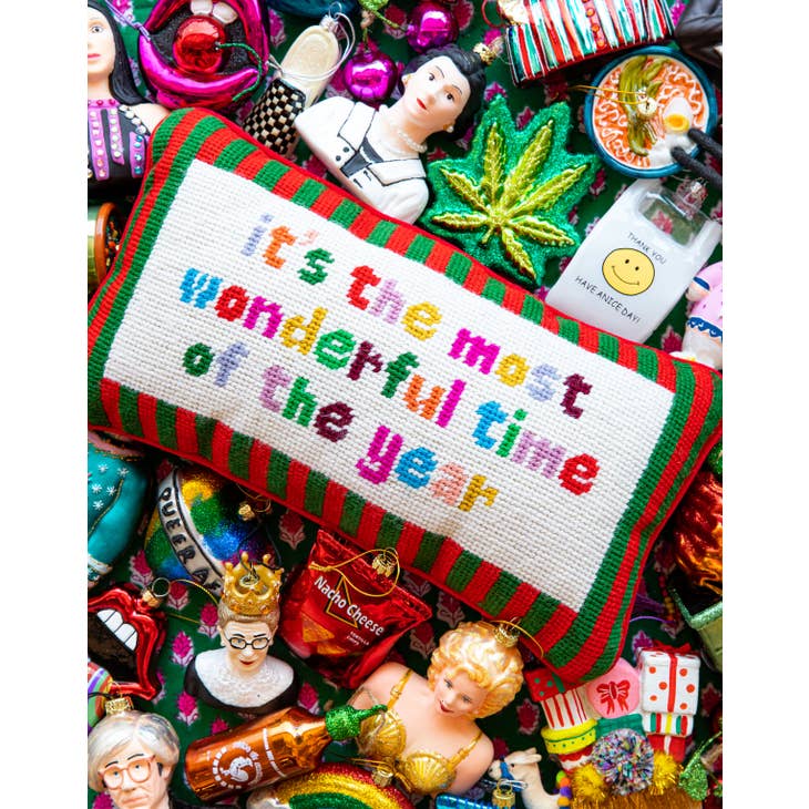 Most Wonderful Time of the Year Needlepoint Pillow