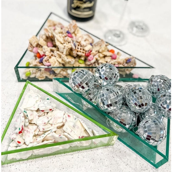 Acrylic Holiday Triangle Decor/Serving Dishes (Set of 3)