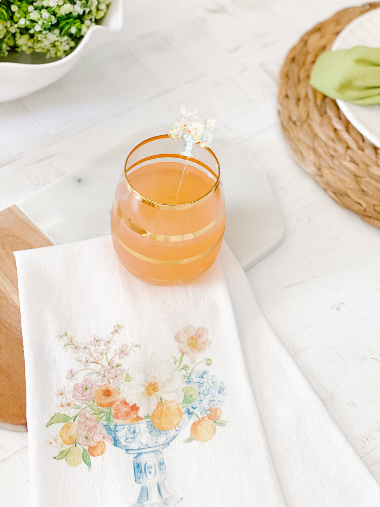 Ginger Jar with Citrus Flower Tea Towel