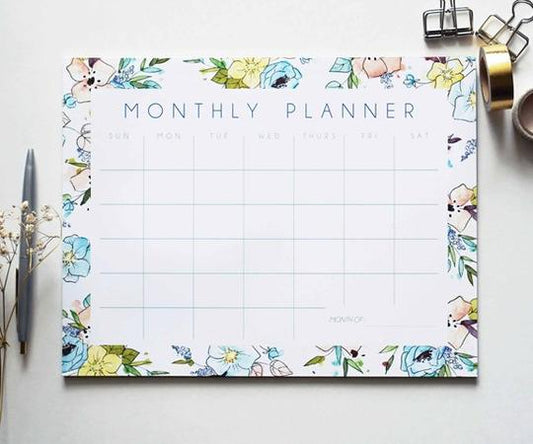 Blue Watercolor Monthly