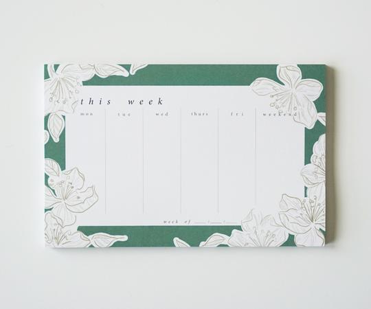 Green Floral Weekly Planner