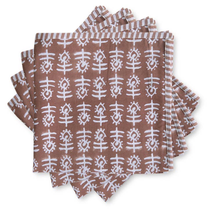 Khaki Flower Napkin (set of 4)