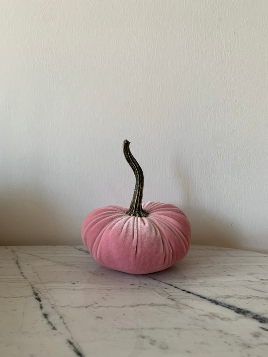 Handmade Small Velvet Pumpkins - Pink