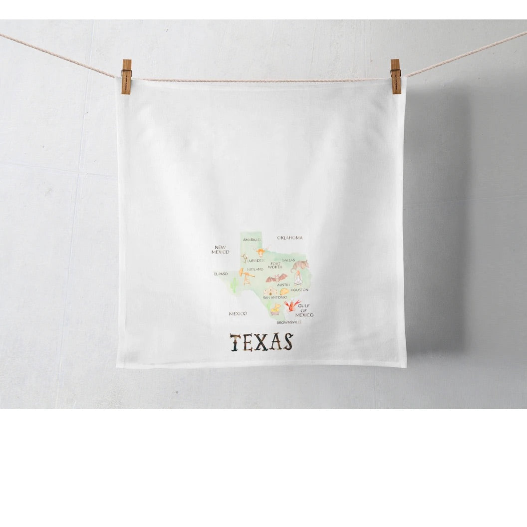 Texas Map Tea Towel